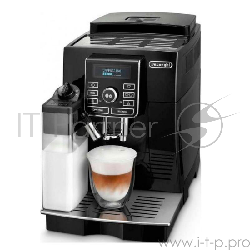 Кофемашина DeLonghi ECAM 25.462.B мощность 1450Вт, давление помпы 15Бар, тип кофе- молотый/зерновой, самоочистка, каппучинатор, настройка крепости