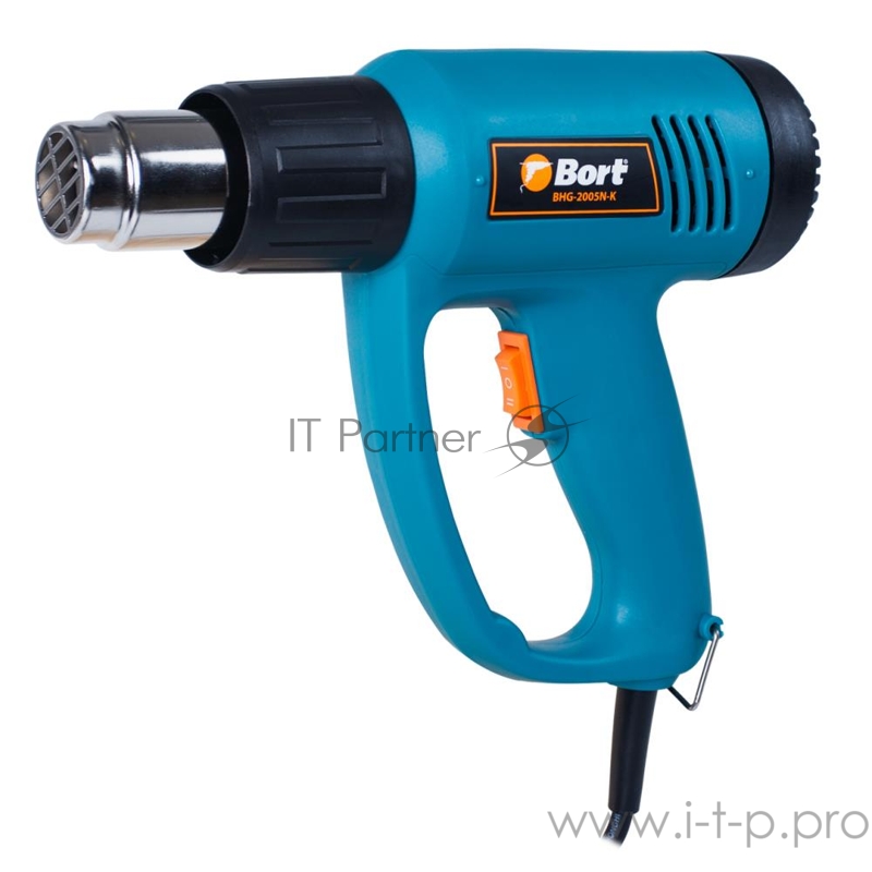 Фены, Термопистолеты Bort BHG-2005N-K Фен технический 91271068 { 2000 Вт, 2 режима, 300 л/мин, 0.8 кг, 4 насадки, кейс }