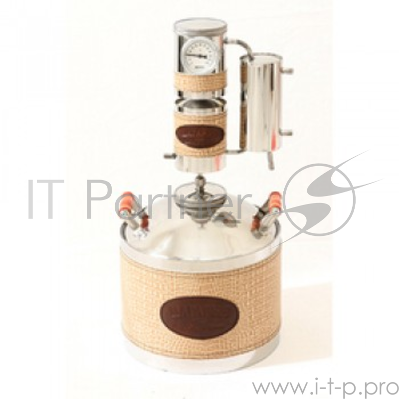 Дистиллятор МАГАРЫЧ МАШКОВСКОГО 12 БКДР, 12л.,Бежевый/Экокожа, Большая крышка, деревянные ручки, термостат, сухопарник. Шланг в комплект не входит