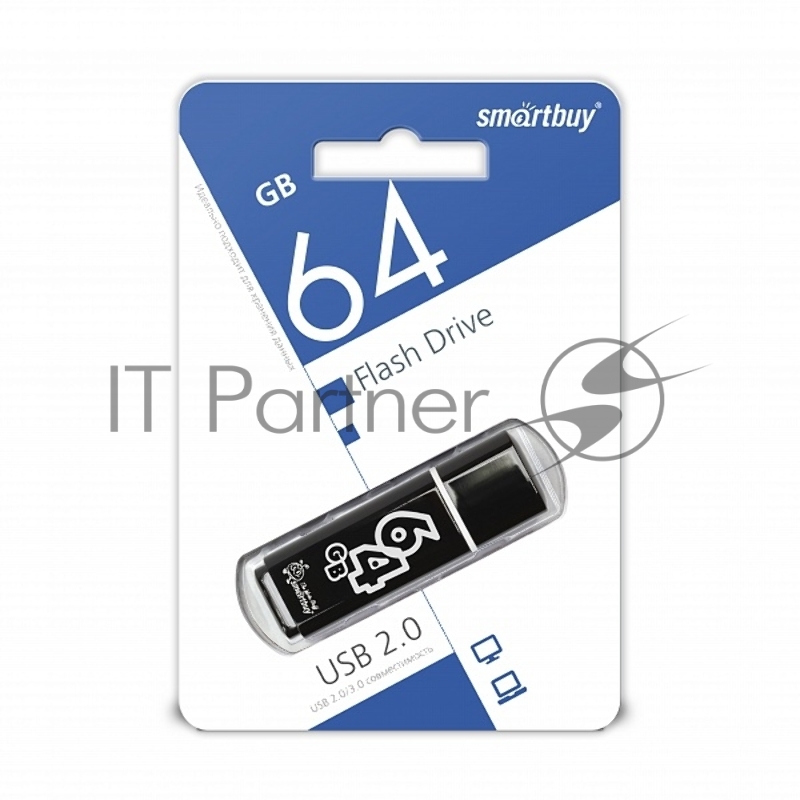 Внешний накопитель 64Gb USB Drive <USB2.0> Smartbuy Glossy series Black (SB64GBGS-K)