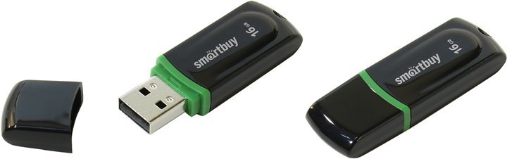 Флэш карта USB 2.0 Flash Drive 16GB Smartbuy Paean Black (SB16GBPN-K)