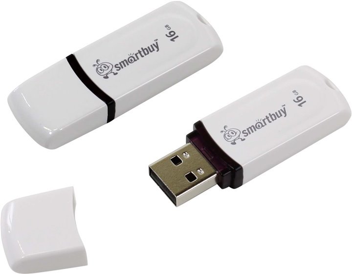Флэш карта USB 2.0 Flash Drive 16GB Smartbuy Paean White (SB16GBPN-W)