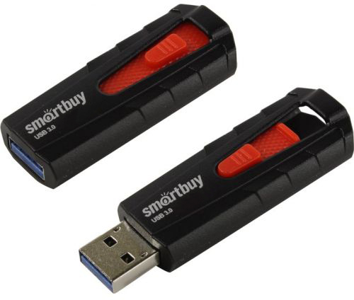 Внешний накопитель 16Gb USB Drive <USB3.0> Smartbuy IRON Black/Red (SB16GBIR-K3)