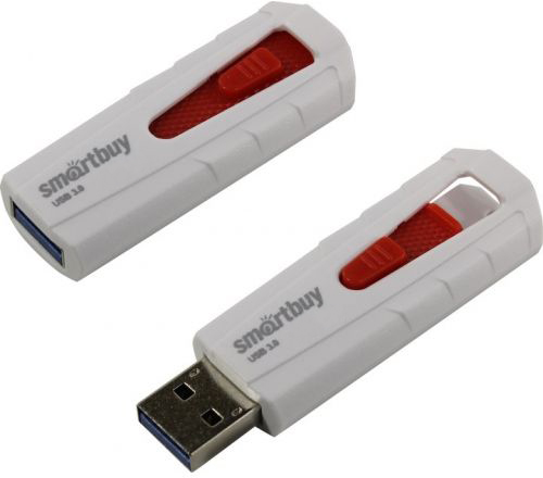 Внешний накопитель 16Gb USB Drive <USB3.0> Smartbuy IRON White/Red (SB16GBIR-W3)