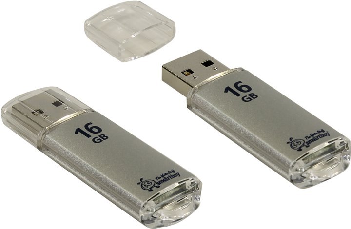 Внешний накопитель 16Gb USB Drive <USB2.0> Smartbuy V-Cut Silver (SB16GBVC-S)