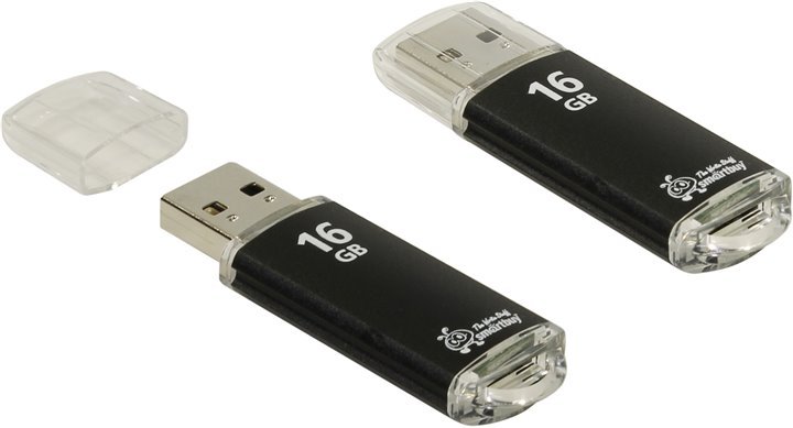 Внешний накопитель 16Gb USB Drive <USB2.0> Smartbuy V-Cut Black (SB16GBVC-K)