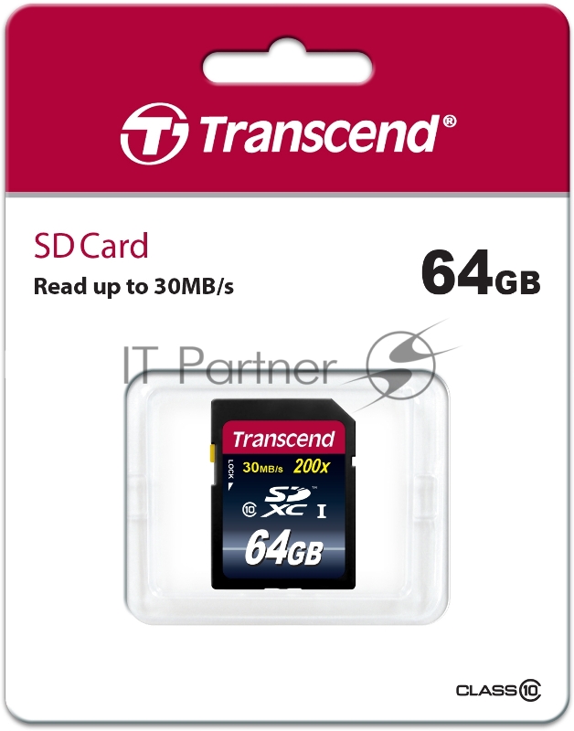 Карта памяти SecureDigital 64Gb Transcend TS64GSDXC10 {SDXC Class 10}