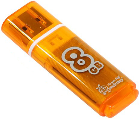 Внешний накопитель 8Gb USB Drive <USB2.0> Smartbuy Glossy series Orange (SB8GBGS-Or)