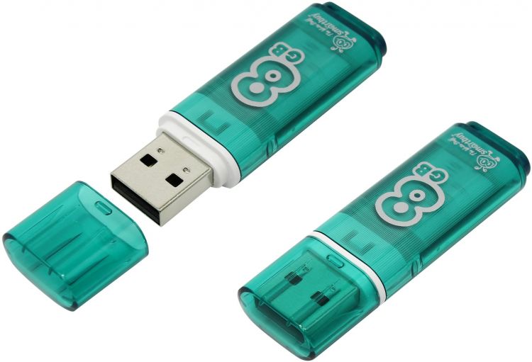 Внешний накопитель 8Gb USB Drive <USB2.0> Smartbuy Glossy series Green (SB8GBGS-G)