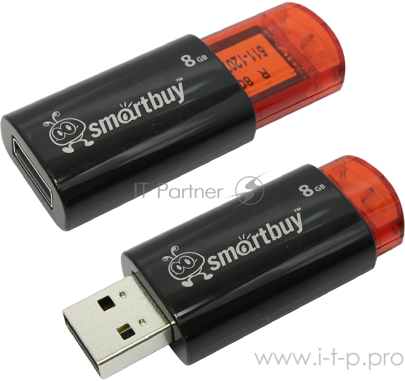 Внешний накопитель 8Gb USB Drive <USB2.0> Smartbuy Click Black (SB8GBCl-K)