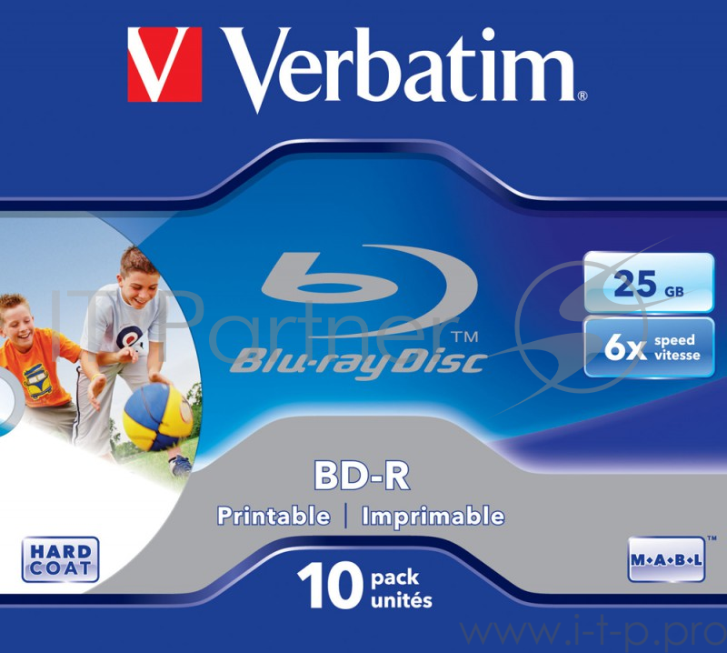 Диск BD-R Verbatim 25Gb 6x Jewel case (10шт) Printable Scratch proof (43713)
