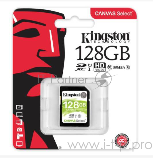 Карта памяти SecureDigital 128Gb Kingston SDS/128GB {SDXC Class 10, UHS-I}