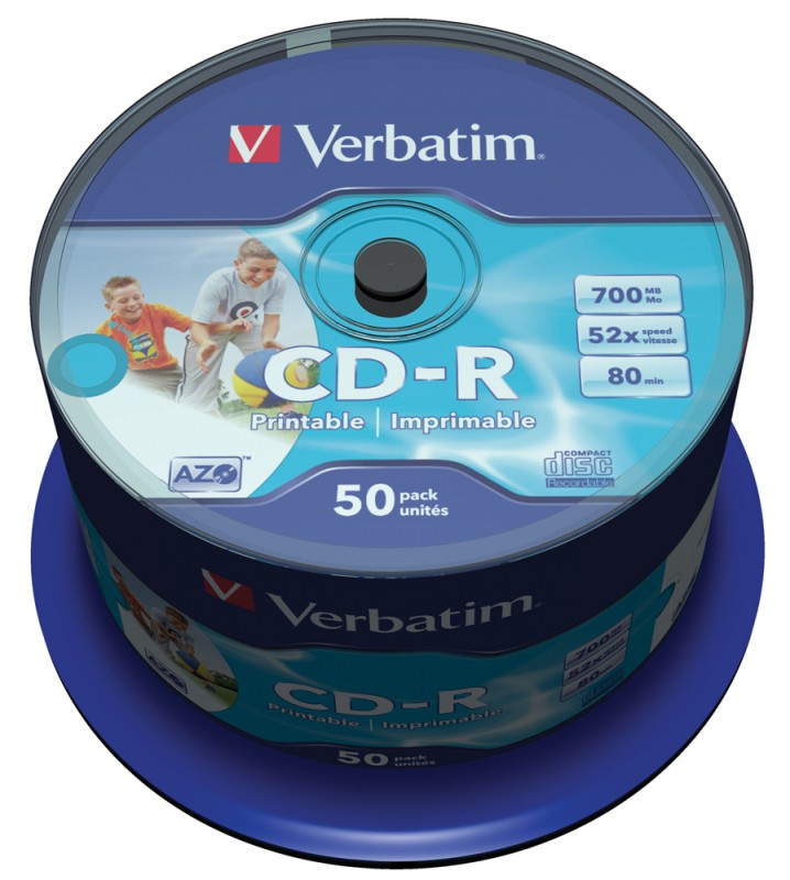 Диск CD-R Verbatim 700Mb 52x Printable (43309) 1шт (50)