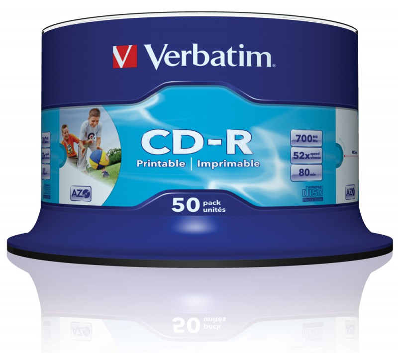 Диск CD-R Verbatim 700Mb 52x Printable (43309) 1шт (50)