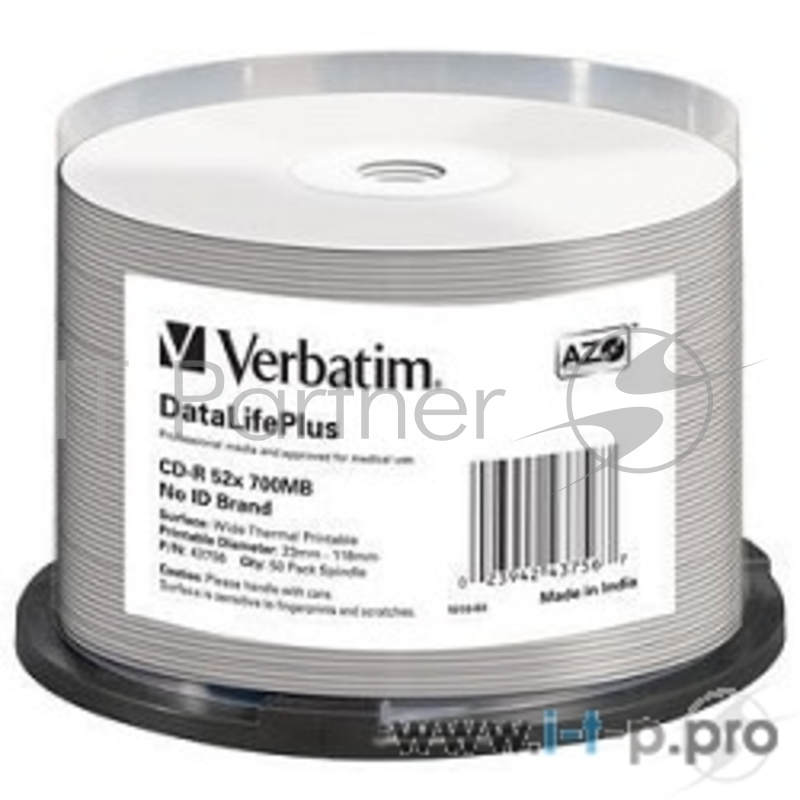 Диск CD-R Verbatim 700Mb 52x Cake Box (50шт) Printable (43756)