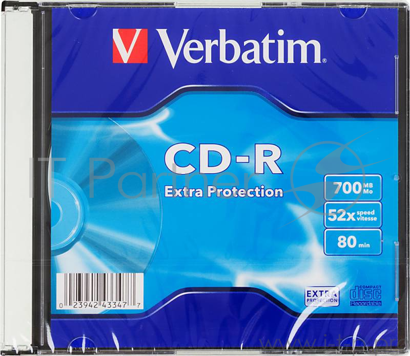 Диск CD-R Verbatim 700Mb 52x Slim case (200шт) (43347)