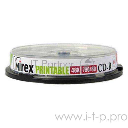 Диск CD-R Mirex 700 Mb, 48х, Cake Box (10), Ink Printable (10/300)
