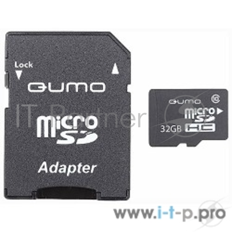 Карта памяти Micro SecureDigital 32Gb QUMO QM32GMICSDHC10U1 {MicroSDHC Class 10 UHS-I, SD adapter}