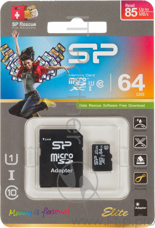 Карта памяти Micro SecureDigital 64Gb Silicon Power SP064GBSTXBU1V10-SP {MicroSDXC Class 10 UHS-I, SD adapter}