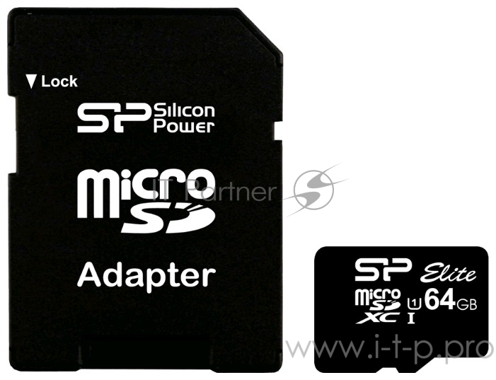 Карта памяти Micro SecureDigital 64Gb Silicon Power SP064GBSTXBU1V10-SP {MicroSDXC Class 10 UHS-I, SD adapter}
