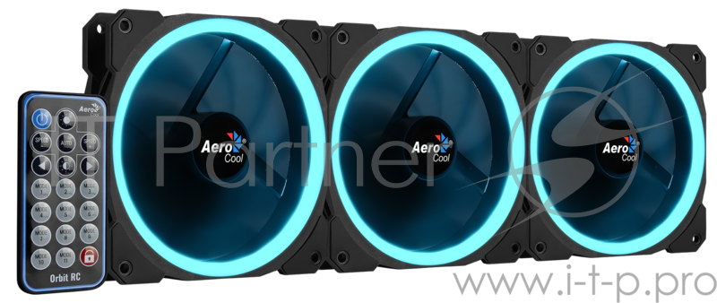 Комплект вентиляторов Aerocool ORBIT RC: 3x RGB 120х120х25мм ORBIT вентилятора c пультом ДУ