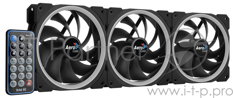 Комплект вентиляторов Aerocool ORBIT RC: 3x RGB 120х120х25мм ORBIT вентилятора c пультом ДУ