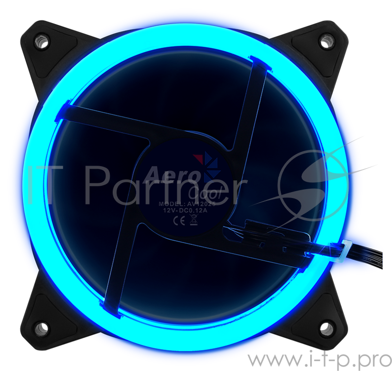 Вентилятор Aerocool REV RGB , 120x120x25мм, 16,8 млн. цветов, RGB подсветка в виде двойного кольца, 3-Pin, 1200 об/мин, 41,3 CFM, 15,1 дБА