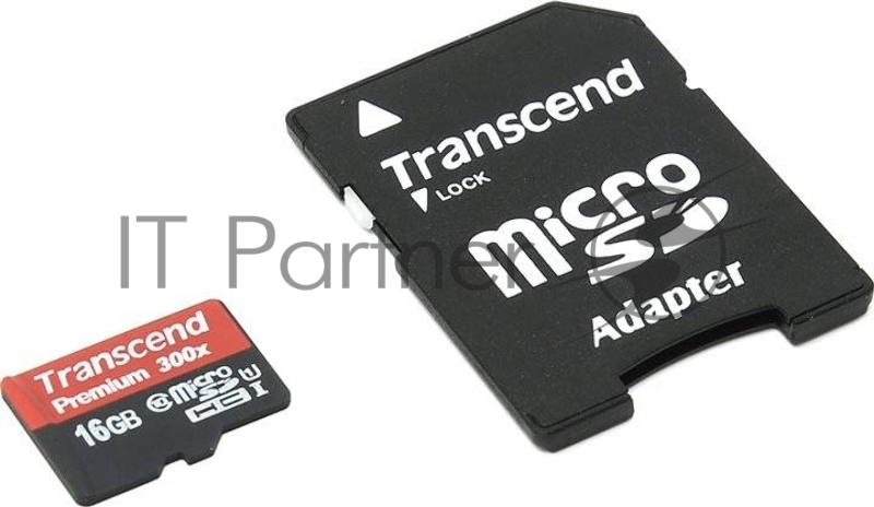 Карта памяти Micro SecureDigital 16Gb Transcend TS16GUSDU1 {MicroSDHC Class 10 UHS-I, SD adapter}
