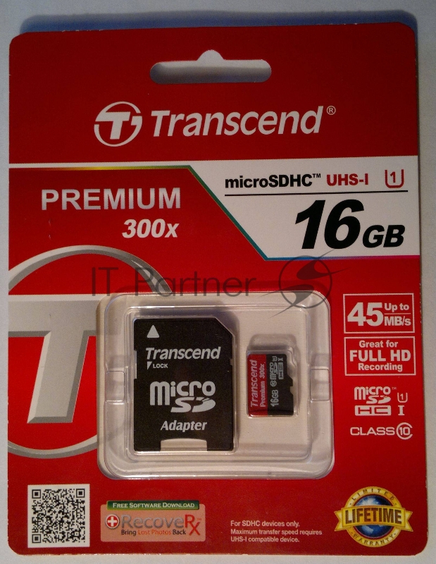 Карта памяти Micro SecureDigital 16Gb Transcend TS16GUSDU1 {MicroSDHC Class 10 UHS-I, SD adapter}