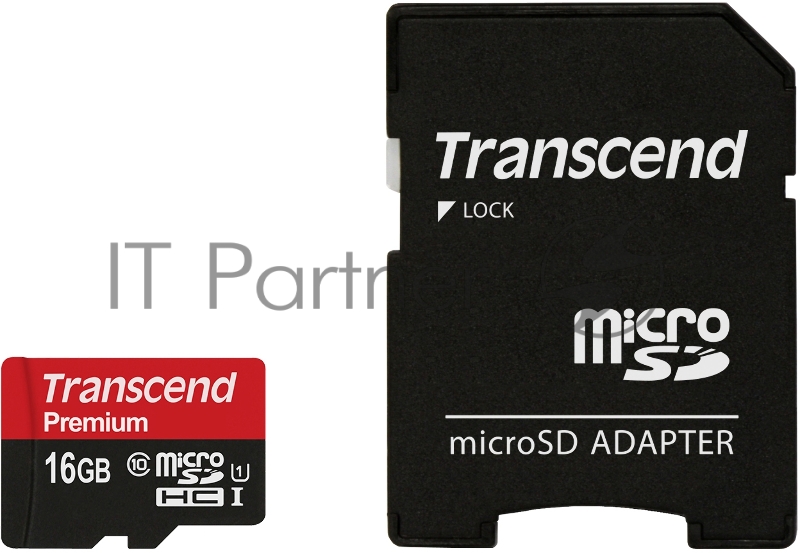 Карта памяти Micro SecureDigital 16Gb Transcend TS16GUSDU1 {MicroSDHC Class 10 UHS-I, SD adapter}