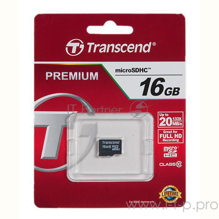 Карта памяти Micro SecureDigital 16Gb Transcend TS16GUSDC10 {MicroSDHC Class 10}