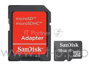 Карта памяти Micro SecureDigital 16Gb SanDisk SDSDQM-016G-B35A {MicroSDHC Class 4, SD adapter}