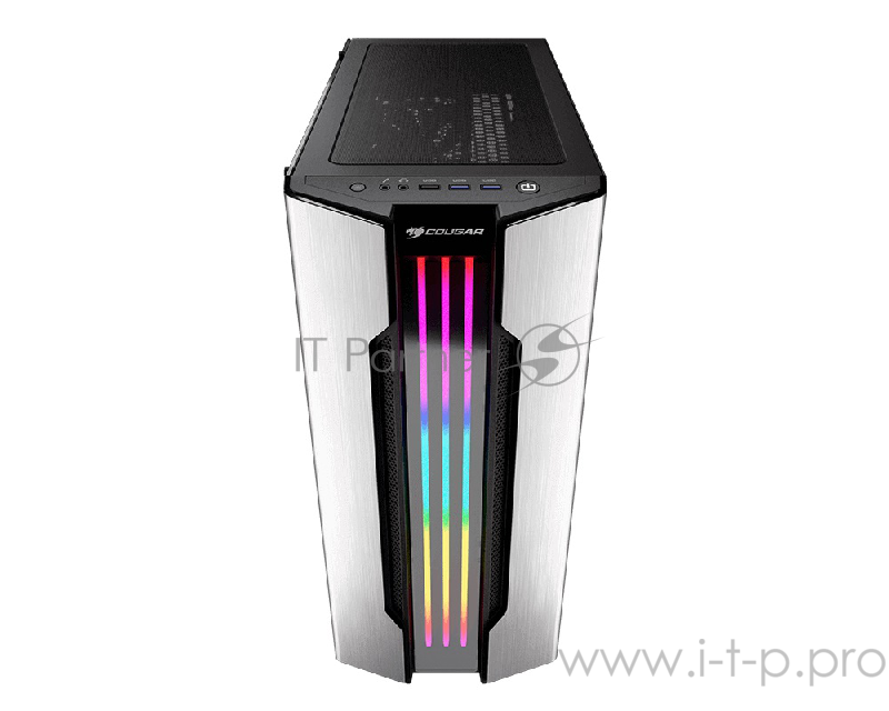 Корпус Cougar Gemini S Silver, без БП, RGB, большое боковое окно из закалённого стекла, ATX