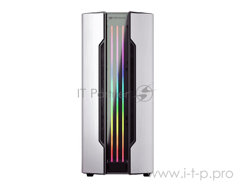 Корпус Cougar Gemini S Silver, без БП, RGB, большое боковое окно из закалённого стекла, ATX