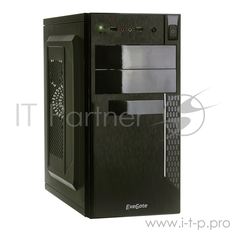 Корпус Minitower Exegate QA-411 Black, mATX, <XP350, Black, 120mm> 2*USB, Audio