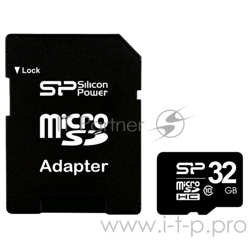 Карта памяти Micro SecureDigital 32Gb Silicon Power SP032GBSTH010V10-SP {MicroSDHC Class 10, SD adapter}