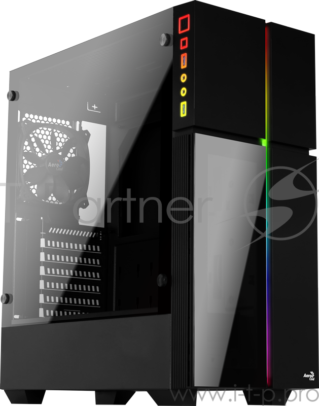Корпус Aerocool PLAYA , ATX, без БП, окно из закаленного стекла, 211x480x432мм (ШxГxВ), USB3.0 x2, 13 режимов подсветки, фильтры от пыли