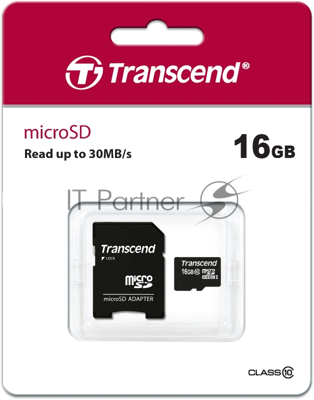 Карта памяти Micro SecureDigital 16Gb Transcend TS16GUSDHC10 {MicroSDHC Class 10, SD adapter}