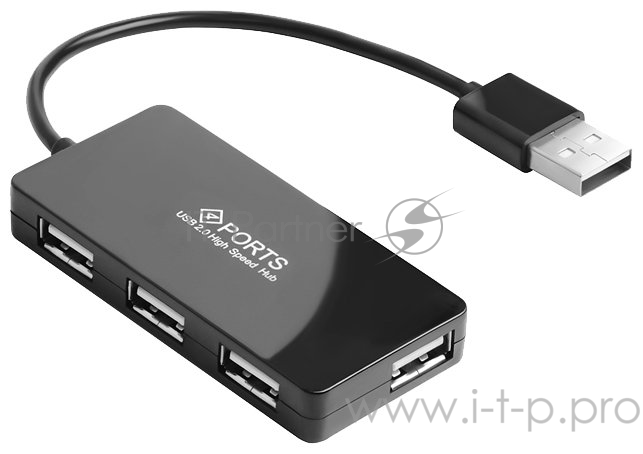 Контроллер Greenconnect USB 2.0 Хаб GCR-UH244B на 4 порта 0,15m , black (GCR-UH244B)