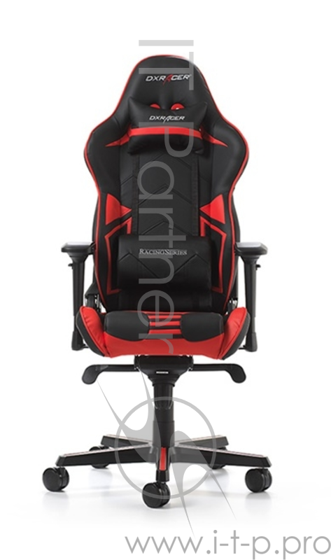 Игровое кресло DXRacer Racing чёрно-красное (OH/RV131/NR, кожа-PU, регулируемый угол наклона, механизм качания)