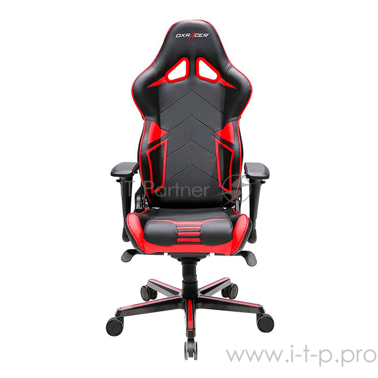 Игровое кресло DXRacer Racing чёрно-красное (OH/RV131/NR, кожа-PU, регулируемый угол наклона, механизм качания)