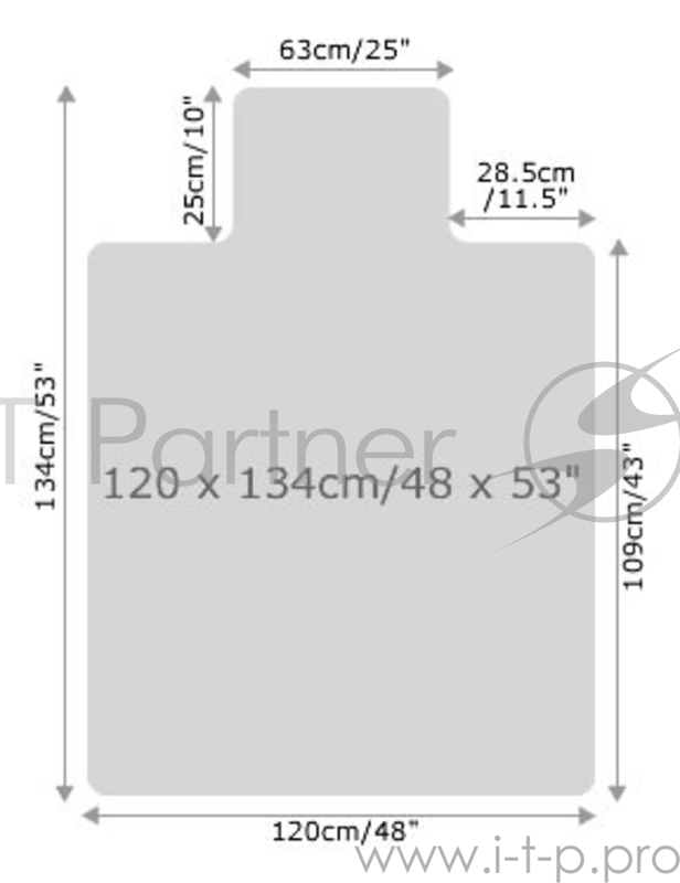 Коврик напольный Floortex FC1213419LR с выступом для паркета/ламината Поликарбонат 120х134см