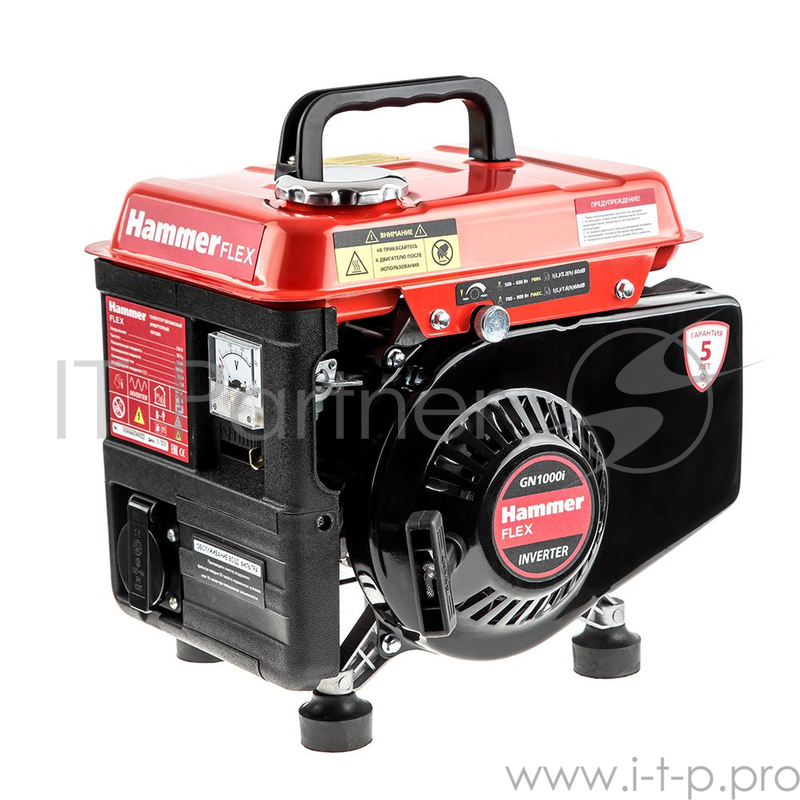 Бензоэлектростанция Hammer Flex GN1000i инверторная 1.0КВт 230В 50Гц 3,5A, бак 2,0л непр.3,5ч