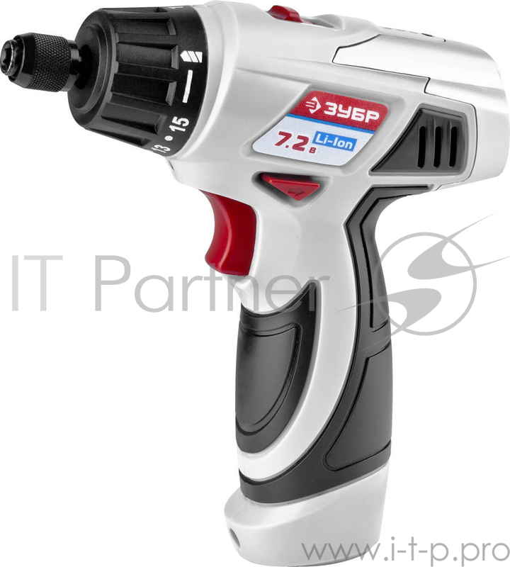 Дрель, Шуруповерт ЗУБР ЗДА-7.2-Ли-К Дрель-шуруповерт ЗДА-7.2-Ли-К {аккум,10мм, 0-400/0-1150об/мин, 1.5А/ч, 12В, эл тормоз, кейс}