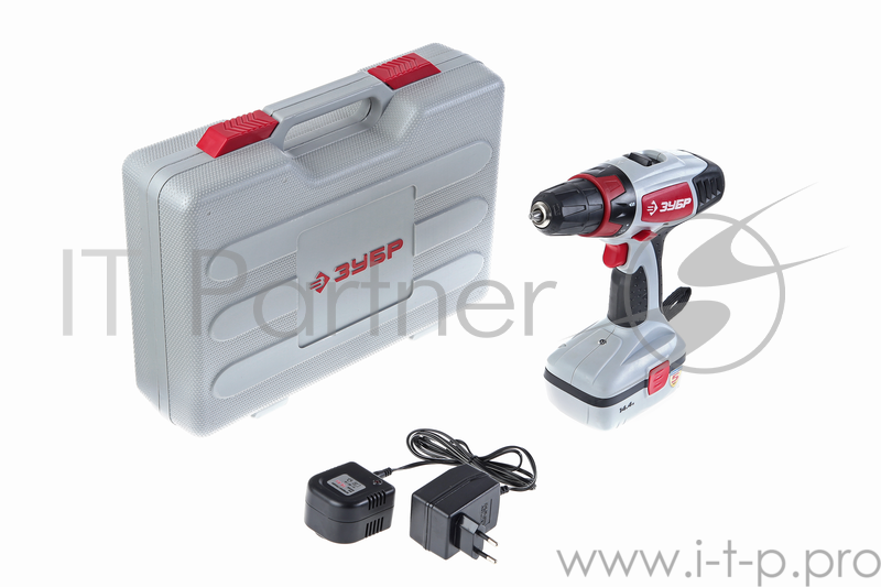 Дрель, Шуруповерт ЗУБР ЗДА-14.4-2 Дрель-шуруповерт ЗДА-14.4-2 {аккум, 0-400/0-1150об/мин, 14.4В, эл тормоз, в кейсе, ПРОМО}