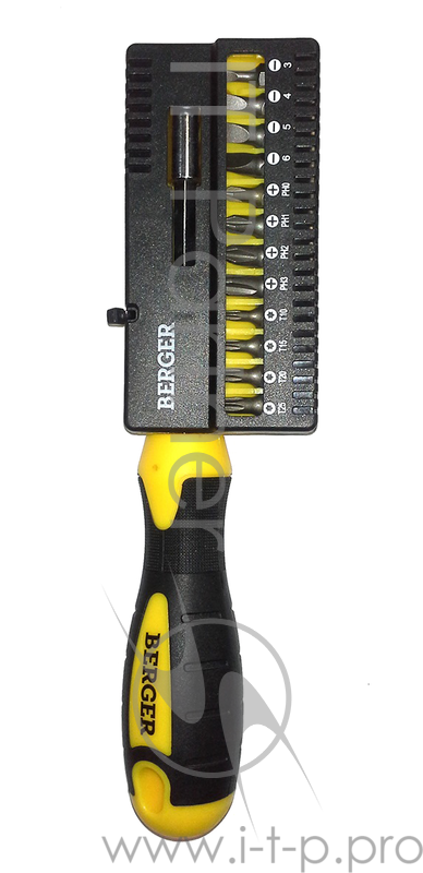 Отвертка BERGER BG1072 набор с битами на пластиковом держателе 13предметов