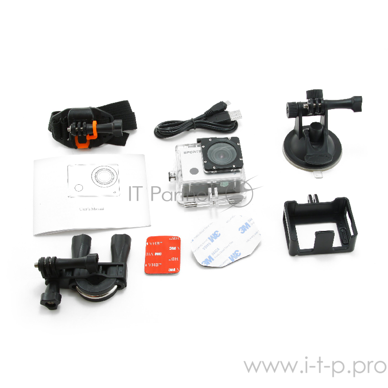 Цифровые камеры Gembird Экшн-камера Gembird ACAM-003, 8MP, 1920 x 1080 FHD (60 fps), WIFI, ЖК дисплей 2.0', TF/Micro SDHC, USB 2.0, подводный бокс + крепления.