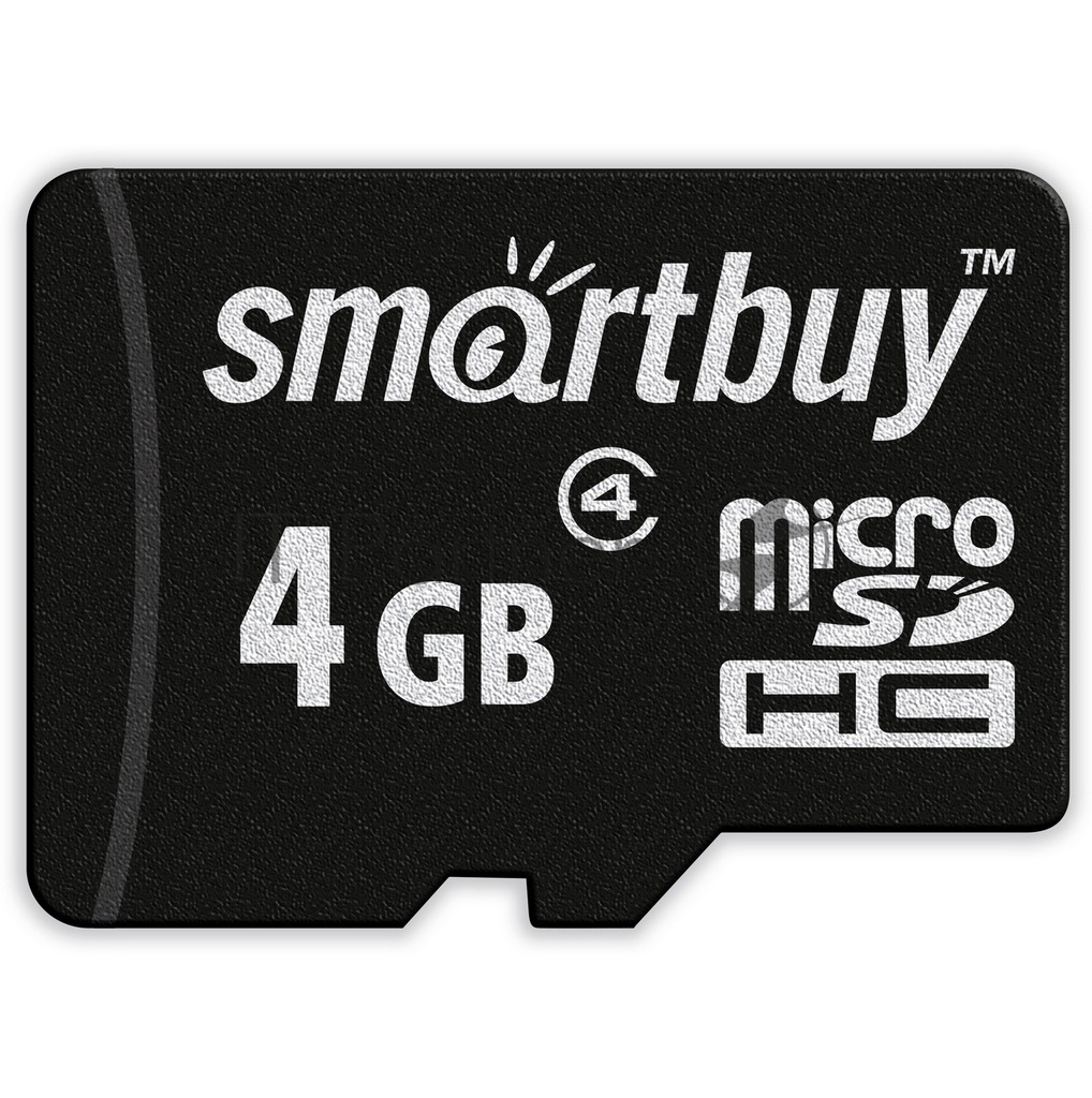 Карта памяти Micro SDHC 4GB Smartbuy Сlass 4 (с адаптером SD)