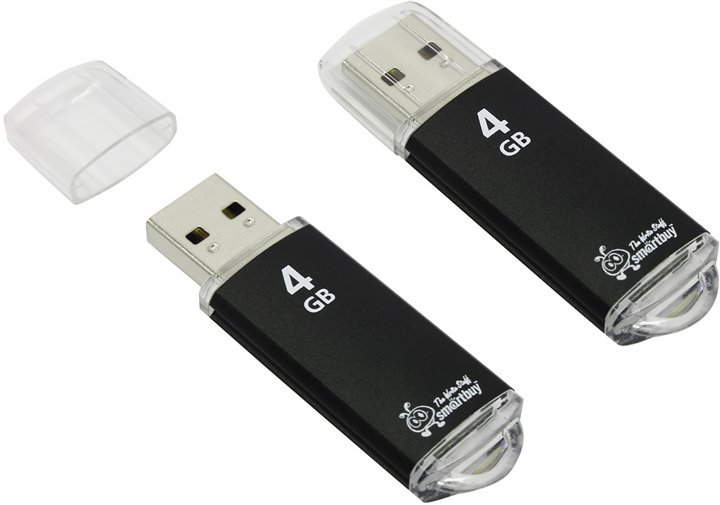 Внешний накопитель 4Gb USB Drive <USB2.0> Smartbuy V-Cut Black (SB4GBVC-K)