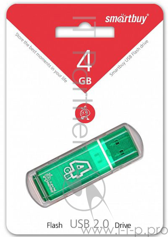 Внешний накопитель 4Gb USB Drive <USB2.0> Smartbuy Glossy series Green (SB4GBGS-G)